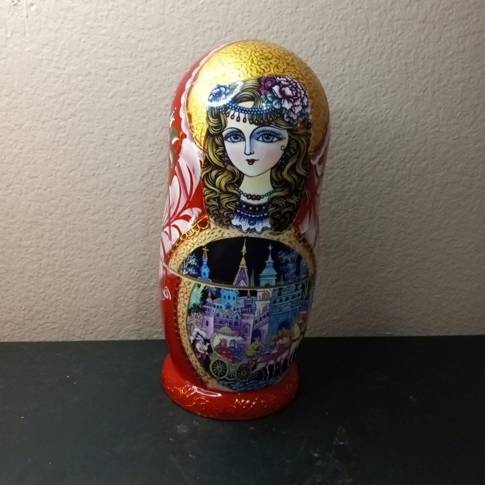 EXQUISITE Hand painted 12" Matryoshka Nesting Doll 10 pcs Set Made in Russia.